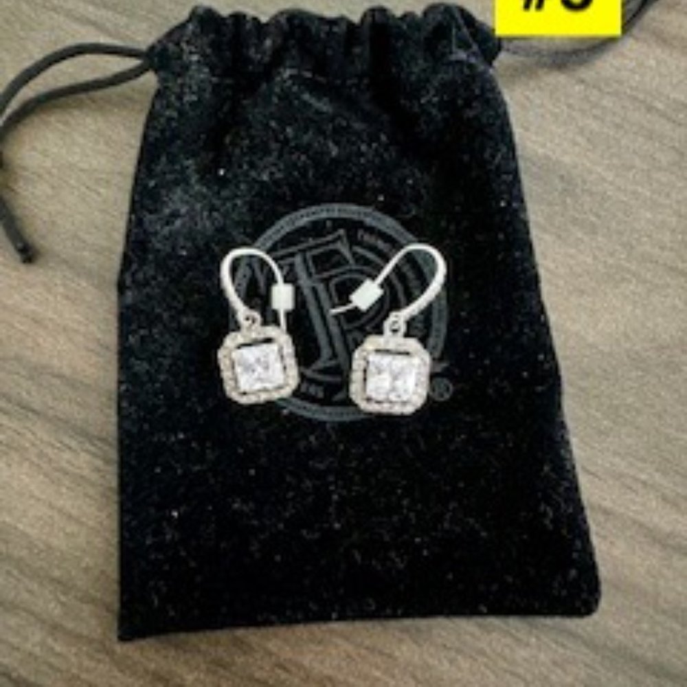 Stella & Dot Silver/CZ Dangle Earrings